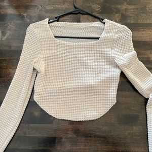 Shein waffle long sleeve crop top